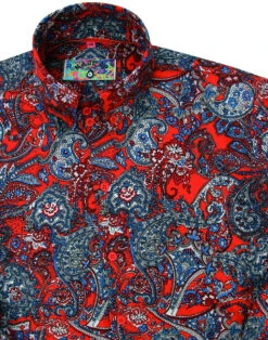 Sunset Paisley 1960s Mod Shirt RED -Fashion House Store madcap england sunset paisley shirt red 3 88009.1661270295