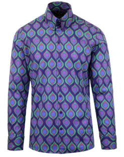 Teardrop Peacock Retro Op Art Shirt -Fashion House Store madcap england teardrop print shirt 4 01634.1661268683