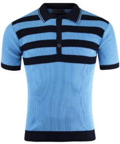 Terry Retro Mod Ribbed Stripe Polo -Fashion House Store madcap england terry polo sky 3 94993.1661271159