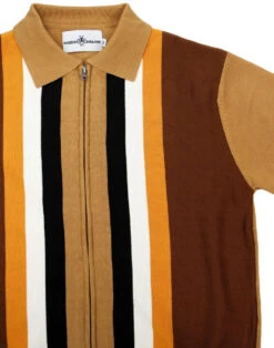 Victor 60s Mod Stripe Zip Polo BLUE -Fashion House Store madcap england victor stripe polo cardigan 1 14168.1661267923