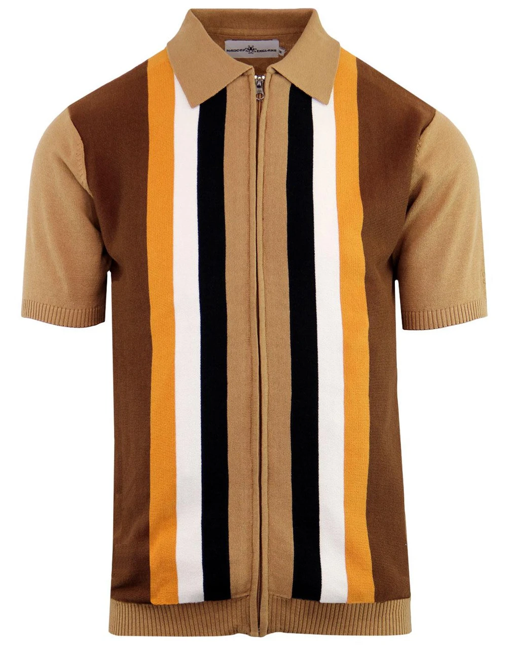 Victor 60s Mod Stripe Zip Polo TAN 7 Victor 60s Mod Stripe Zip Polo TAN - Image 5