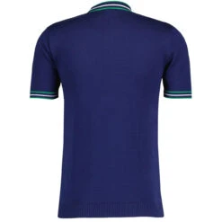 Wilson Pointelle Knit Mod Mock Turtleneck Tipped Tee In Navy -Fashion House Store madcap england wilson ss tipped knit top navy mc1041 11 21401.1693991705 1