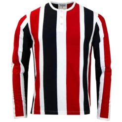 Winston L/S Mod Stripe Grandad Top -Fashion House Store madcap england winston ls stripe grandad tee red 1 91683.1679657036