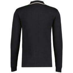 Zodiac Mod Textured Raised Stripe Knitted Polo Shirt Black -Fashion House Store madcap england zodiac waffle square stripe polo black 1 10254.1695997597