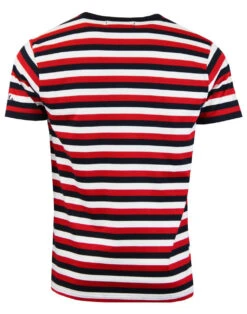 Bande Retro Mod Tri-Stripe T-Shirt -Fashion House Store madcap feeder stripe white navy red back 10027.1661269522