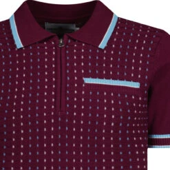 Miles Mod Jacquard Knit Polo (Z) -Fashion House Store madcap jacquard polo zinfandel detail 59647.1684508649
