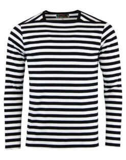 King Bee Mod Atom Neck Stripe Tee -Fashion House Store madcap long sleeve tee black white front 76935.1661269130