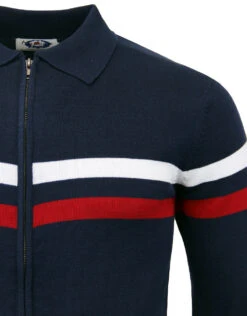 Mavers MADCAP Retro Mod Zip Through Knit Track Top -Fashion House Store madcap mavers zip cardigan navy 5 00744.1661271975