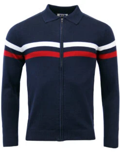 Mavers MADCAP Retro Mod Zip Through Knit Track Top -Fashion House Store madcap mavers zip cardigan navy 6 54030.1661271974