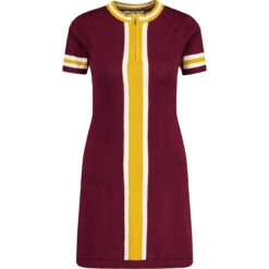 Aster 60s Mod Zip Neck Knit Dress T -Fashion House Store madcapeng aster knit dress zinfandel front 57735.1673453146