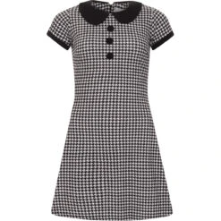 Dollierocker Dogtooth 60s Mod Dress -Fashion House Store madcapeng dollie tooth dress black front 15075.1661263428