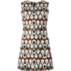 Flame 60s Mod Jersey Shift Dress -Fashion House Store madcapeng flames dress brown front 30253.1661264471