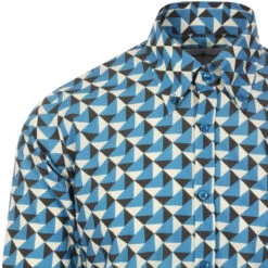Trip Geo Chevron Retro Mod Shirt -Fashion House Store madcapeng geo print shirt blue detail 00640.1661263267