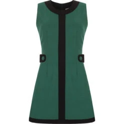 À Go-go 60s Mod Centre Stripe Dress -Fashion House Store madcapeng gogo dress green front 36763.1661262931