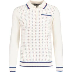 Coltrane Mod Jacquard Knit Polo SW -Fashion House Store madcapeng jacquard zip ls polo snow front 35697.1678197972