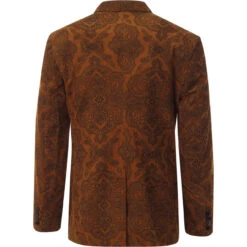 Paisley Rave Cord 3 Button Blazer T -Fashion House Store madcapeng paisley cord blazer tan back 62424.1661264629 1