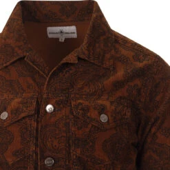 Woburn Paisley Cord Trucker Jacket -Fashion House Store madcapeng paisley cord trucker tan detail 83342.1661264523