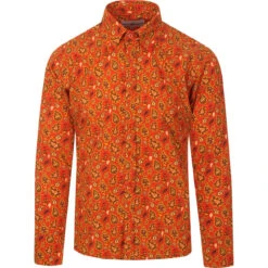 Trip Paisley Gold 60s Mod Shirt -Fashion House Store madcapeng paisley print shirt gold front 41263.1661263239