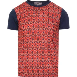 Retro Rainbow 70s Print Tee -Fashion House Store madcapeng print panel tshirt blue font 93547.1661262537