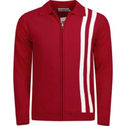 Speedway Mod Stripe Zip Cardigan B -Fashion House Store madcapeng speedway cardigan red front 84287.1661274009 1