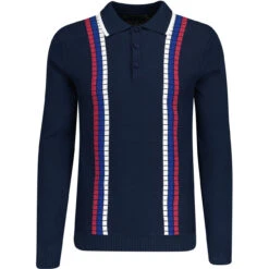 Zodiac Raised Stripe Knit Polo NAVY -Fashion House Store madcapeng stripe ls polo tshirt peacoat front 99234.1678196390 2