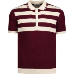 Terry Retro Mod Ribbed Stripe Polo (BB) -Fashion House Store madcapeng terry rib stripes polo zinfandel front 34715.1661260294 4