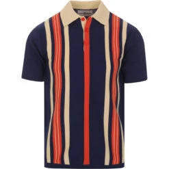 Farlowe Mod Stripe Knit Polo Top GO -Fashion House Store madcapeng vertical stipes polo blue front 26083.1661263003 2