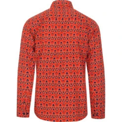 Kinfauns Rainbow Penny Collar Shirt -Fashion House Store madcapeng wave pattern shirt red back 91889.1661263179