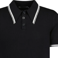 Empire Mod Big Collar Popcorn Waffle Polo In Black/Buckthorn -Fashion House Store madcapengland empire polo tshirt black detail 95757.1687259704 1