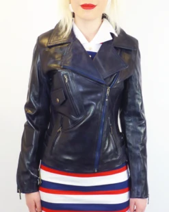 Rebecca - Retro 70s Indie Leather Biker Jacket (N) -Fashion House Store retro womens leather navy5 36039.1661338758
