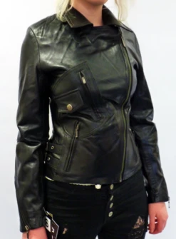 Rebecca - Retro 70s Indie Leather Biker Jacket (B) -Fashion House Store womens retro leather jacket blk1 43569.1661339182