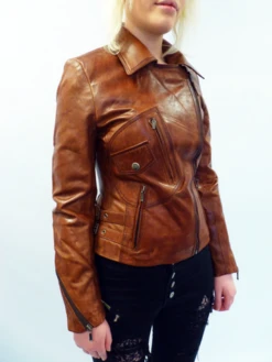 Rebecca - Retro 70s Indie Leather Biker Jacket (T) -Fashion House Store womens retro leather jacket brn1 81395.1661339167