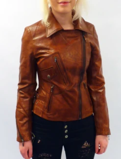 Rebecca - Retro 70s Indie Leather Biker Jacket (T) -Fashion House Store womens retro leather jacket brn2 03170.1661339168
