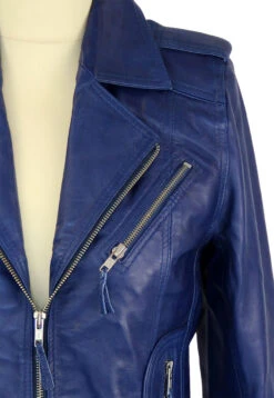 Zoe - Retro 70s Indie Leather Biker Jacket (Navy) -Fashion House Store womens retro leather navy3 22819.1661273585