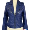 Zoe - Retro 70s Indie Leather Biker Jacket (Navy) -Fashion House Store womens retro leather navy4 90363.1661273581
