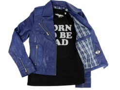 Zoe - Retro 70s Indie Leather Biker Jacket (Navy) -Fashion House Store womens retro leather navy5 35068.1661273586